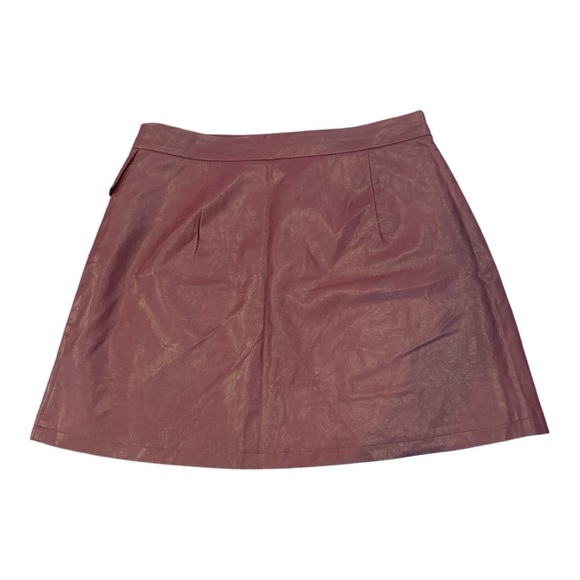ZARA Garnet Faux Leather Mini Skirt Sz M Maroon Fall Pockets Chic - Picture 12 of 13